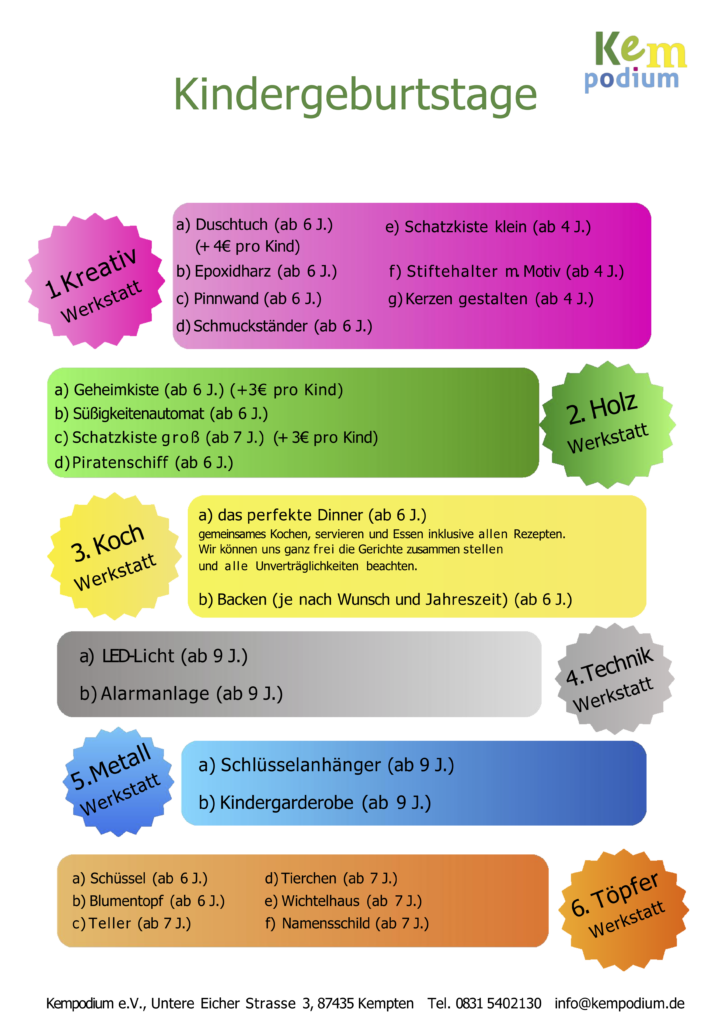 Kindergeburtstag feiern Angebote Kempten