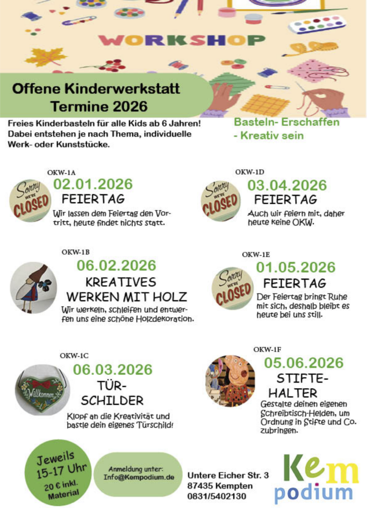 offene Kinderwerkstatt im Kempodium